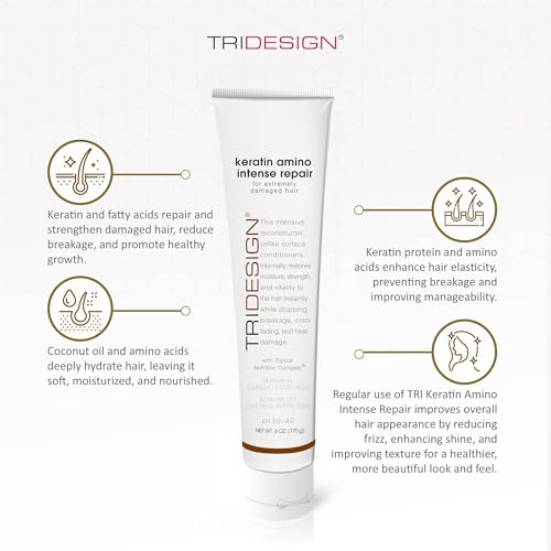 TRIDESIGN Keratin Amino Intense Repair Hair Mask 6 oz - Nourishing & Damage Repair