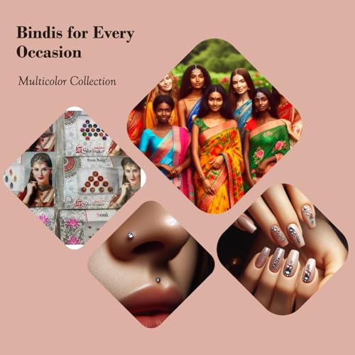OKU Multicolor Bindi Pack of 5 - Glitter Crystal Self-Adhesive Indian Forehead Stickers