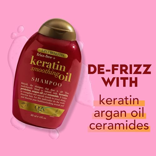 OGX Frizz-Free Keratin Smoothing Oil Shampoo, 13 fl oz