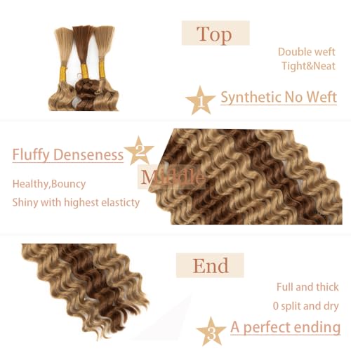 Deep Wave Bulk Braiding Hair - 18 Inch #27/30, 6 Bundles