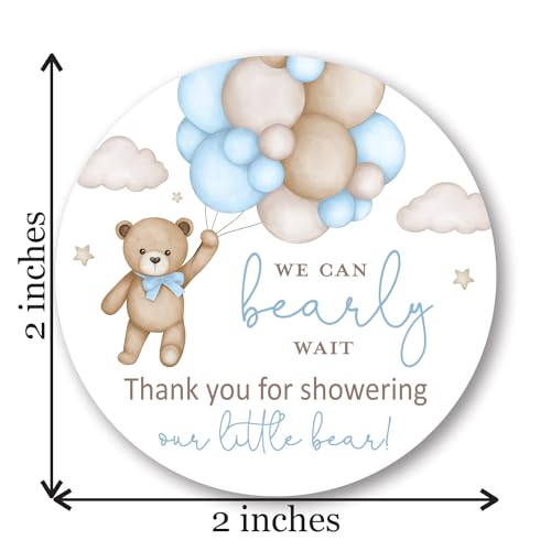 Boho Bear Baby Shower Favor Stickers - Set of 40 (2-Inch Round)