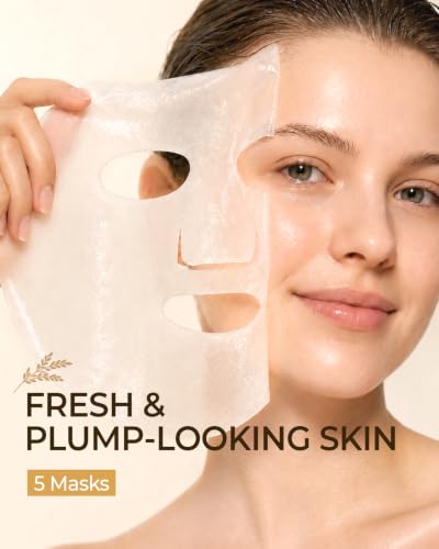 Rice Face Mask Sheet for Hydrated Glass Skin - 5 Pack