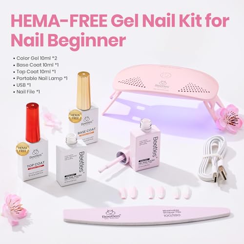 Beetles HEMA-Free Gel Nail Polish Kit with UV Lamp, 6-Piece Starter Set