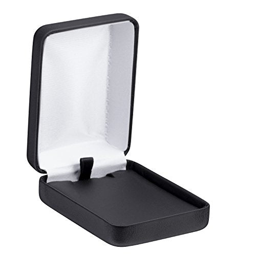Elegant Black PU Leather Pendant Necklace Box with Satin Lining