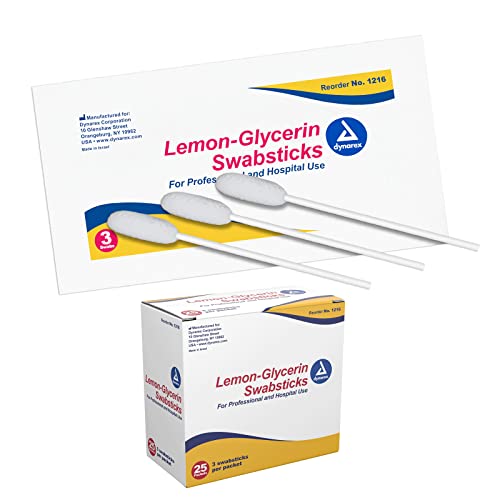 Dynarex Lemon-Glycerin Swabsticks 75 Pack - Soothing Oral Hygiene for Dry Mouth