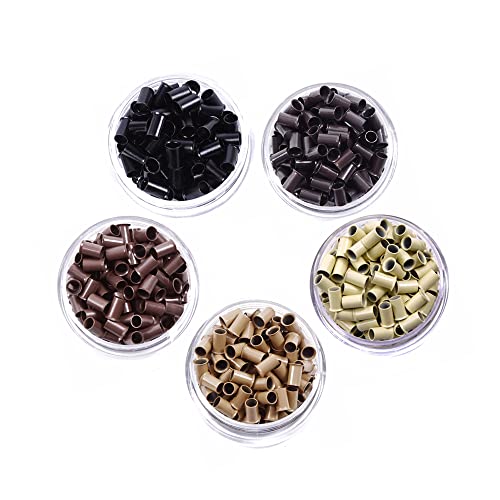 YANTAISIYU 1000 pcs Micro Copper Lock Tubes for Hair Extensions 3.4x3.0x6.0mm Black