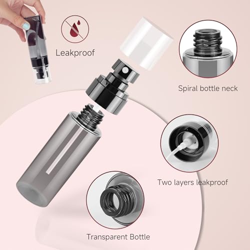 GIVITASOT 1oz Black Spray Bottles - Fine Mist, 3-Pack for Travel