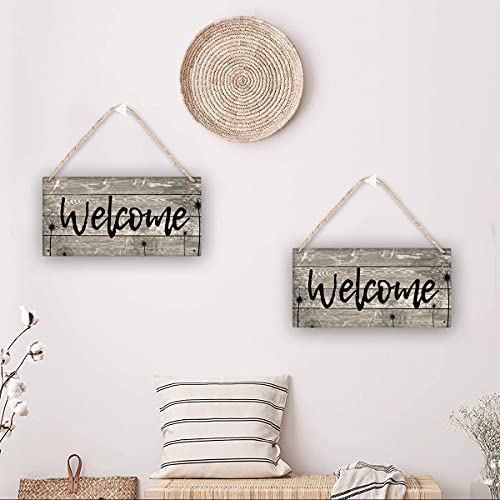 Rustic Wood Welcome Sign - Farmhouse Hanging Plaque for Home