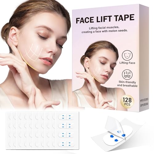 YAGUVI 128PCS Invisible Face Lift Tape for Contouring & Firming