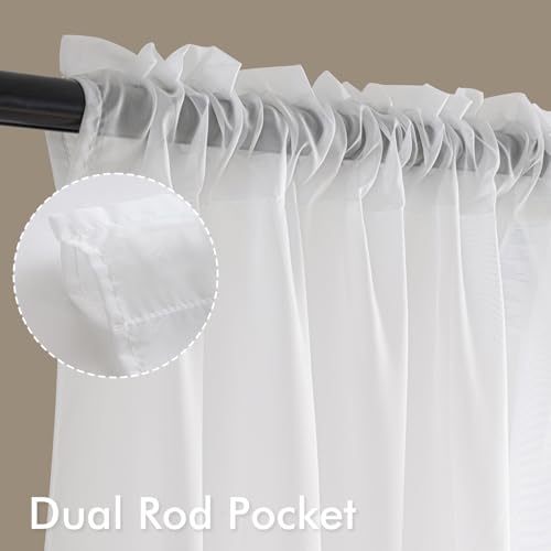MIULEE White Sheer Curtains - Light Filtering Drapes, 4 Panels, 42x36 Inches