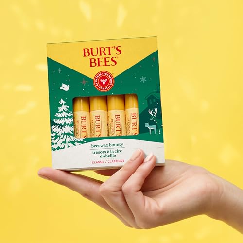Burt's Bees Beeswax Lip Balm Set - Original 4-Pack with Peppermint, Holiday Gift