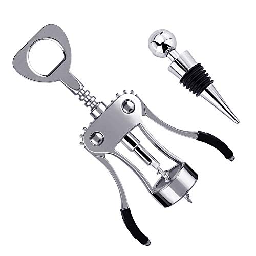 Foho Wing Corkscrew Wine Bottle Opener with Stopper Set