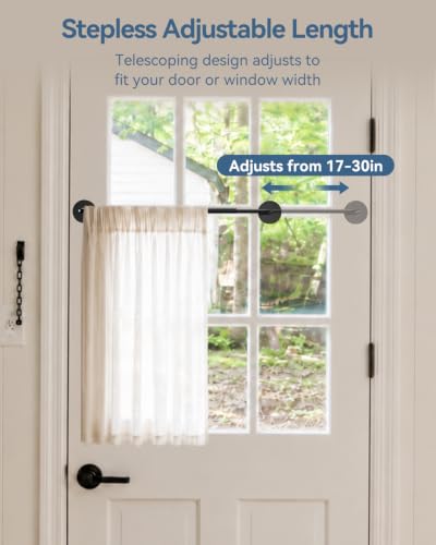 Magnetic Curtain Rod 17-30in No-Drill for Metal Doors - Easy Install