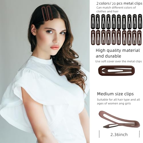 MaryLavender Medium Mixed Color Snap Hair Clips Set - 20 pcs, Elegant Hair Barrettes for Women & Girls