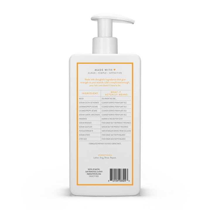 Native Strengthening Shampoo - Almond & Shea Butter, Sulfate & Paraben Free | 16.5 oz with Pump