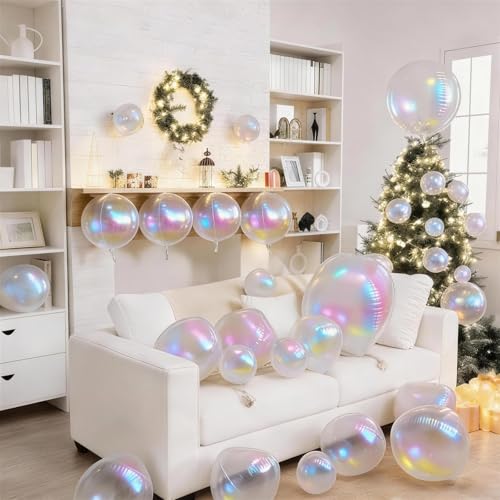 Biapian Iridescent Foil Balloons Set - 12 Pcs in 3 Sizes for Parties