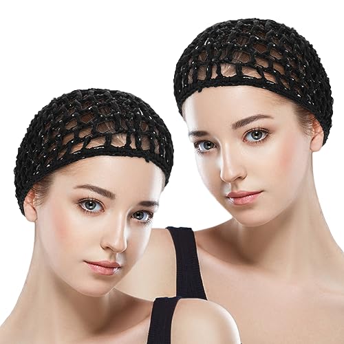 COMNICO Crochet Hair Net - Elastic Mesh Cover for Curls (2pcs)