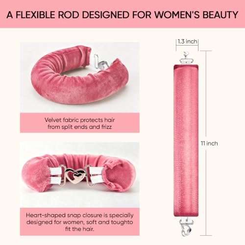 Togayu Pink Heatless Jumbo Velvet Hair Curlers Set for Overnight Styling