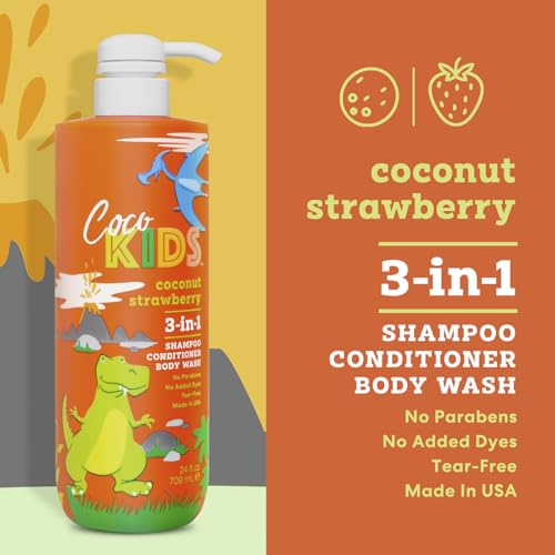 Cocomagic 3-in-1 Kids Shampoo Conditioner & Body Wash Coconut Strawberry 24oz