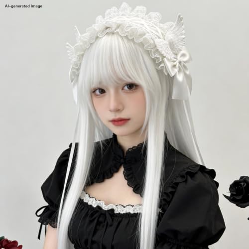 Gothic Lolita Headband with Bow and Wings - Cosplay Maid Hair Accessory