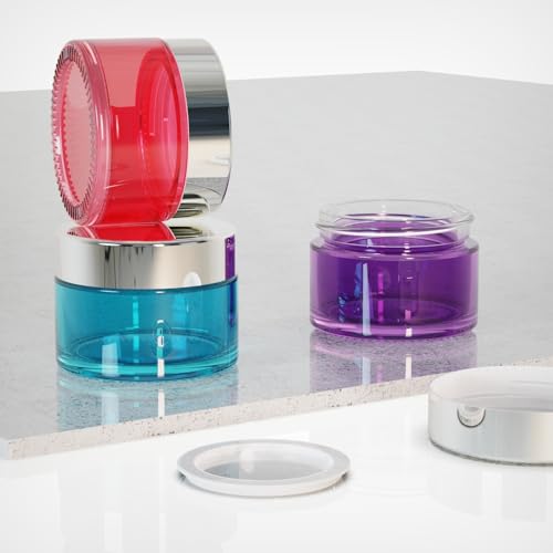 Seafulee 1 oz Colored Glass Travel Jars with Lids - 12 Pack
