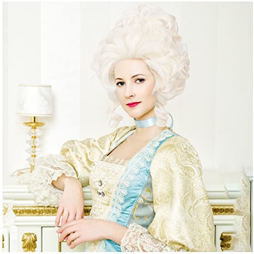 Platinum Blonde Beehive Wig - 18th Century Victorian Baroque Cosplay Hair