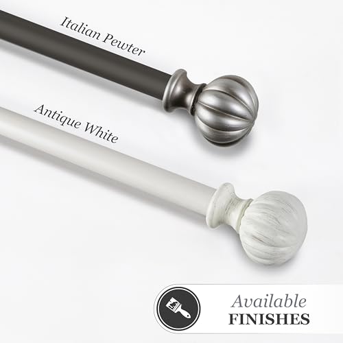 Kenney Rachel Decorative Curtain Rod, Adjustable 28-48 Inch, Italian Pewter