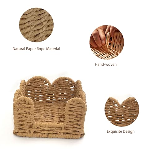 Premium 3x3 Inch Sticky Note Holder - Woven Paper Dispenser for Desk