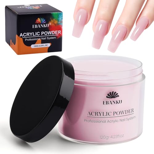 EBANKU Pink Acrylic Powder 120g Nail Extension & DIY Art - Large Capacity