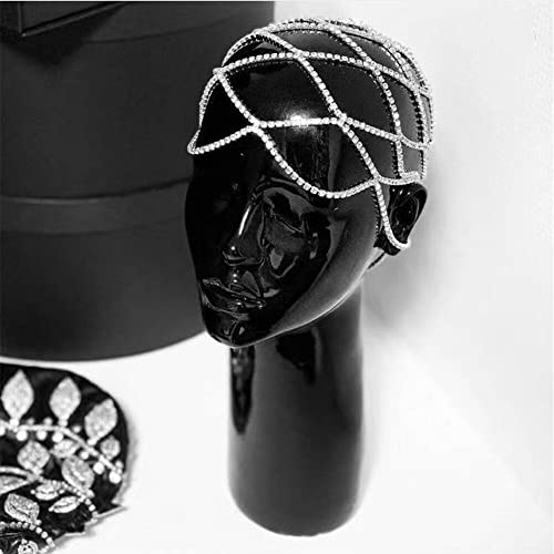 Silver Rhinestone Cap Headpiece for Women Wedding Bridal Hair Accessory HaHaGirl 007