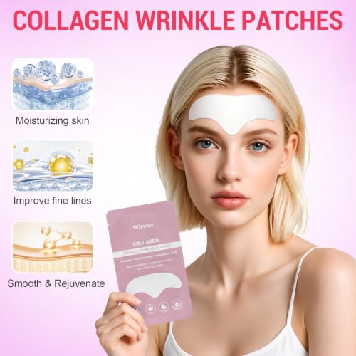Witwar Forehead Wrinkle Patches – Collagen & Hyaluronic Acid, 16 Pack