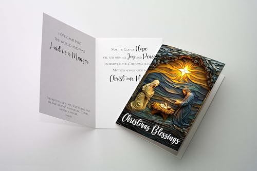 Nativity Blessings Christmas Card Pack of 24 with Envelopes