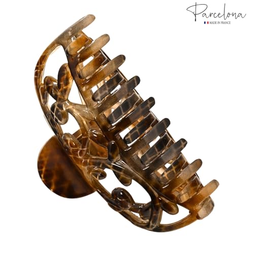 Parcelona French Hair Claw Clip, 3.25 Inch Medium Python Print Jaw Clip