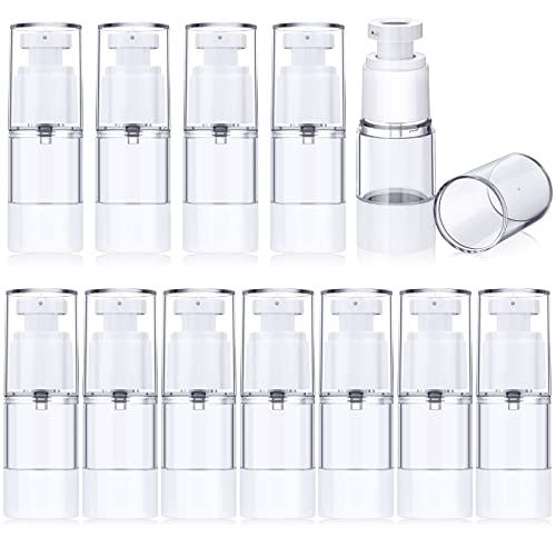 Suclain 12 Pcs 15ml Airless Pump Travel Bottles Refillable Cosmetic Containers