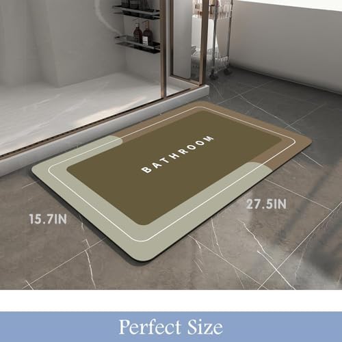 Diatomaceous Earth Bath Mat - Quick-Drying Non-Slip Rug 27.5" x 15.7"