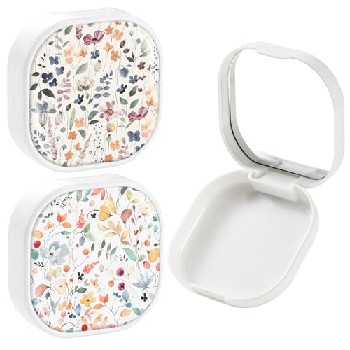 2 Pack Floral Retainer Case with Mirror & Ventilation Holes