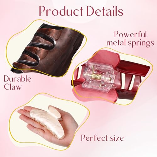 8 Pcs Large Acrylic Hair Claw Clips, 3.94 Inch Non-Slip Jaw Clamps
