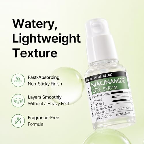 DERMA FACTORY Niacinamide 20% Face Serum for Oily Skin - Lightweight Hydration with Rose Water & Glycerin