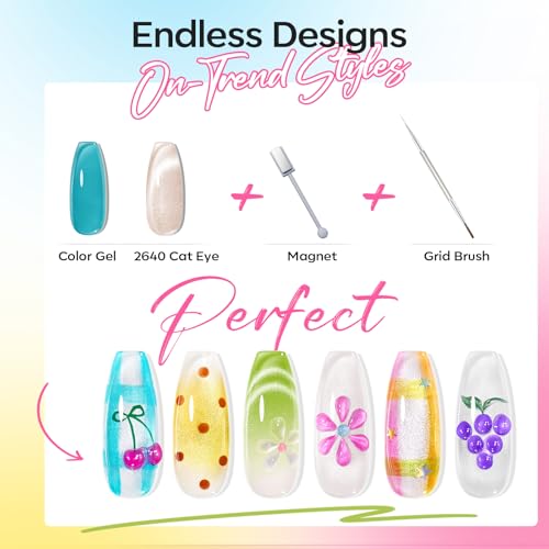 modelones Gelée Gleam Grid Cat Eye Gel Nail Polish Set - 6 Colors