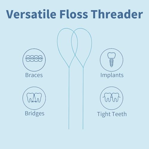 GENKENT 200 Count Dental Floss Threaders for Braces Bridges Implants – Deep Clean (2 Pack)