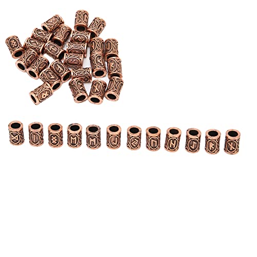 24 Viking Rune Hair Beads - Filigree Cuffs for Beard & Hair