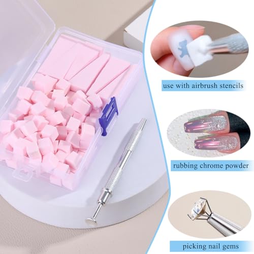 Fcozpjk 100Pcs Ombre Nail Art Sponges Set with Grabbing Pen