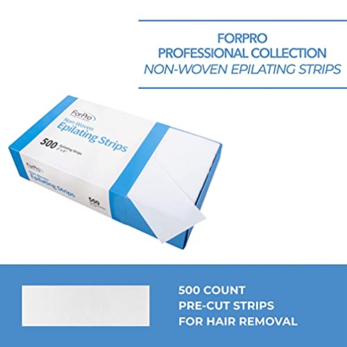 ForPro 500 Count Non-Woven Epilating Wax Strips 3x9 Inches, Tear-Resistant - Professional Hair Removal Supplies