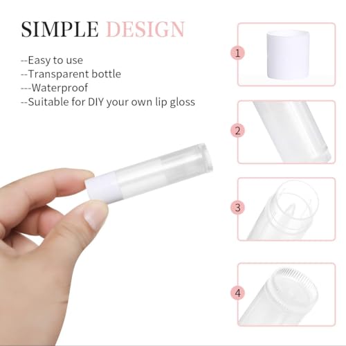 JIUZHU 100 Empty Lip Balm Tubes with Caps 3/16 oz (5.5 ml) Clear BPA-Free DIY Lipstick Containers