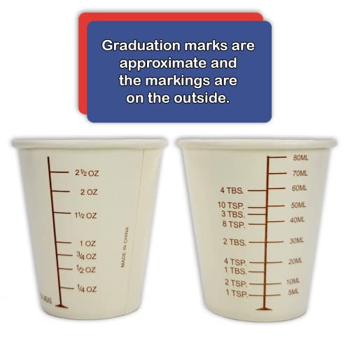 50 Pack of 3oz Graduated Paper Measuring Cups - Disposable & Biodegradable