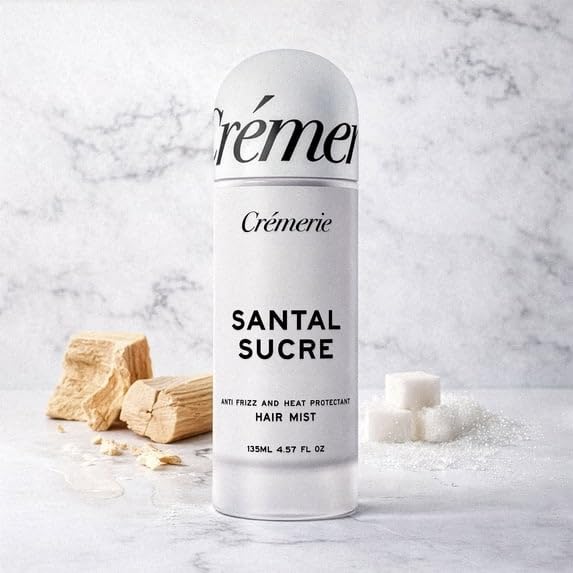 Cremerie Santal Sucre Hair Mist - Anti-Frizz & Heat Protectant Spray | Lightweight Shine, 4.5 fl oz