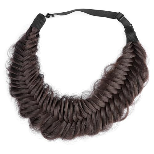 DIGUAN Chocolate Synthetic Fishtail Braided Headband Women Girl Hair Accessory