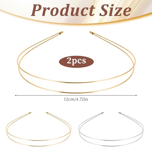 2 Pcs Elegant Metal Headbands for Women - Silver & Gold