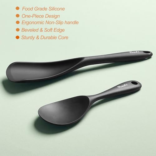 Silicone Cooking Spoon & Rice Scooper Set - 2PC Heat Resistant Utensils
