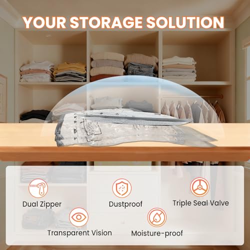 Travel Vacuum Bags with Rechargeable Pump - 12 PCS Space Saver